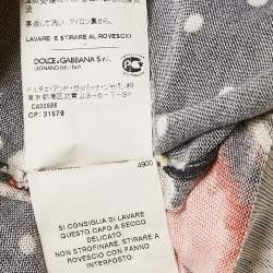 Pre Owned Dolce & Gabbana Multicolor Printed Silk Knit Buttoned Cardigan M