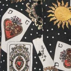 Pre Owned Dolce & Gabbana Multicolor Printed Silk Knit Buttoned Cardigan M