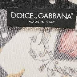 Pre Owned Dolce & Gabbana Multicolor Printed Silk Knit Buttoned Cardigan M