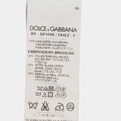 Pre Owned Dolce & Gabbana Navy Blue Bug Embellishment Cashmere Polo T-Shirt L