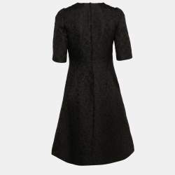 Pre Owned Dolce & Gabbana Black Floral Jacquard Button Detail Short Dress M