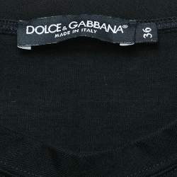 Pre Owned Dolce & Gabbana Printed Knit Side Slit Detail Oversized Top XS