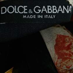 Pre Owned Dolce & Gabbana Black Cherub Print Lace Trimmed Silk Top S