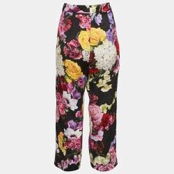 Pre Owned Dolce & Gabbana Multicolor Floral Print Cotton Jacquard Trousers L