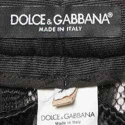 Pre Owned Dolce & Gabbana Black Applique Detail Mesh and Tulle Trousers L