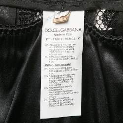 Pre Owned Dolce & Gabbana Black Applique Detail Mesh and Tulle Trousers L