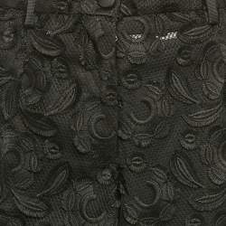 Pre Owned Dolce & Gabbana Black Applique Detail Mesh and Tulle Trousers L