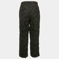 Pre Owned Dolce & Gabbana Black Applique Detail Mesh and Tulle Trousers L