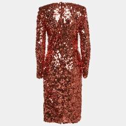 Dolce & Gabbana Metallic Sequin Mesh Midi Dress M