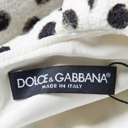 Pre Owned Dolce & Gabbana White Polka Dot Print Cotton Flounced Dress M