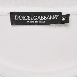 Pre Owned Dolce & Gabbana White Printed Cotton T-Shirt S
