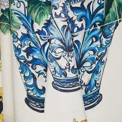 Pre Owned Dolce & Gabbana Multicolor Printed Silk Belted Midi Dress M