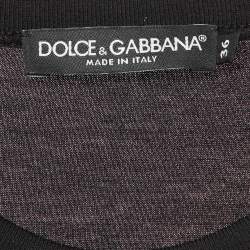 Dolce & Gabbana Black Cotton Patch Detail Crew Neck T-Shirt XS