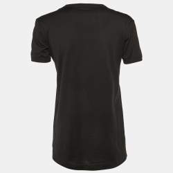 Dolce & Gabbana Black Cotton Patch Detail Crew Neck T-Shirt XS