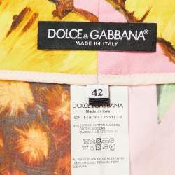 Pre Owned Dolce & Gabbana Pink Pineapple Print Cotton Cropped Pants M