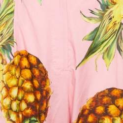 Pre Owned Dolce & Gabbana Pink Pineapple Print Cotton Cropped Pants M