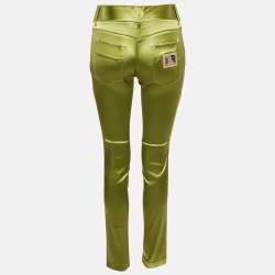Pre Owned Dolce & Gabbana Green Satin Trousers XS