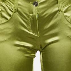 Pre Owned Dolce & Gabbana Green Satin Trousers XS