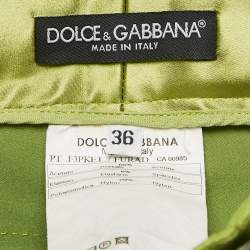 Pre Owned Dolce & Gabbana Green Satin Trousers XS