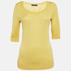 Pre Owned Dolce & Gabbana Yellow Cashmere Knit Top M
