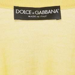 Pre Owned Dolce & Gabbana Yellow Cashmere Knit Top M