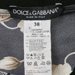 Dolce & Gabbana Navy Blue Floral Print Silk Blend Pants S