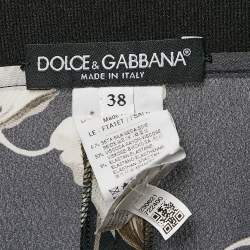 Dolce & Gabbana Navy Blue Floral Print Silk Blend Pants S