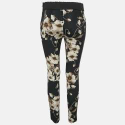 Dolce & Gabbana Navy Blue Floral Print Silk Blend Pants S