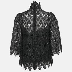 Pre Owned Dolce & Gabbana Black Lace Bell Sleeve Top XS