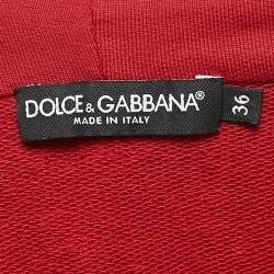 Pre Owned Dolce & Gabbana Red Printed Cotton Hoodie XS