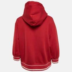 Pre Owned Dolce & Gabbana Red Printed Cotton Hoodie XS