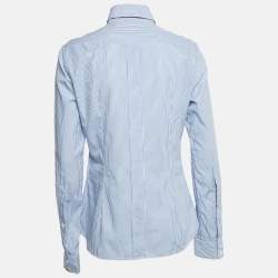 Pre Owned Dolce & Gabbana Blue Pinstripe Cotton Button Front Shirt M