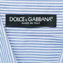 Pre Owned Dolce & Gabbana Blue Pinstripe Cotton Button Front Shirt M