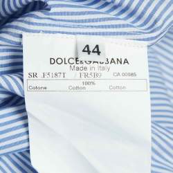 Pre Owned Dolce & Gabbana Blue Pinstripe Cotton Button Front Shirt M