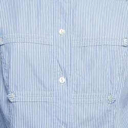 Pre Owned Dolce & Gabbana Blue Pinstripe Cotton Button Front Shirt M