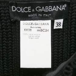 Dolce & Gabbana Black Virgin Wool Rib Knit Knee-Length Skirt S