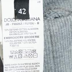 Pre Owned Dolce & Gabbana Grey Cotton Sequin Detail T-Shirt M