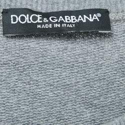 Pre Owned Dolce & Gabbana Grey Cotton Sequin Detail T-Shirt M