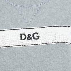 Pre Owned Dolce & Gabbana Grey Cotton Sequin Detail T-Shirt M