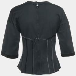 Pre Owned Dolce & Gabbana Black Cotton Knit Bustier Top M