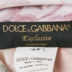 مملوكة مسبقًا Dolce & Gabbana Pink Floral Print Button Front Shirt Dress M