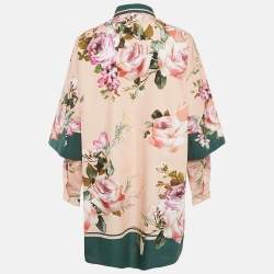مملوكة مسبقًا Dolce & Gabbana Pink Floral Print Button Front Shirt Dress M