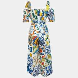 Dolce & Gabbana Multicolored Majolica Print Cotton Top & Pants Set S