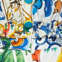 Dolce & Gabbana Multicolored Majolica Print Cotton Top & Pants Set S