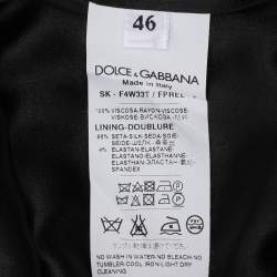 Pre Owned Dolce & Gabbana Dark Grey Floral Print Crepe Sheath Skirt L