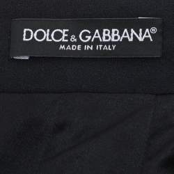 Pre Owned Dolce & Gabbana Dark Grey Floral Print Crepe Sheath Skirt L