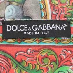 مملوكة مسبقًا Dolce & Gabbana Multicolor Medieval Print Silk Cap Sleeve Top M