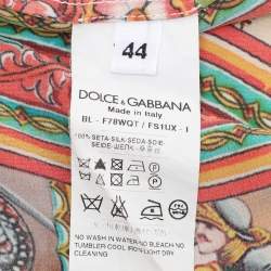 مملوكة مسبقًا Dolce & Gabbana Multicolor Medieval Print Silk Cap Sleeve Top M