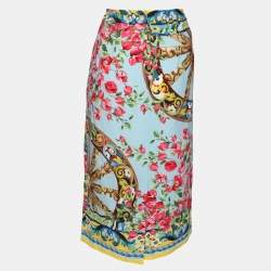 Pre Owned Dolce & Gabbana Multicolor Floral Print Viscose Midi Skirt L