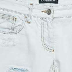 Pre Owned Dolce & Gabbana Light Blue Distressed Denim Jeans S Waist 29"